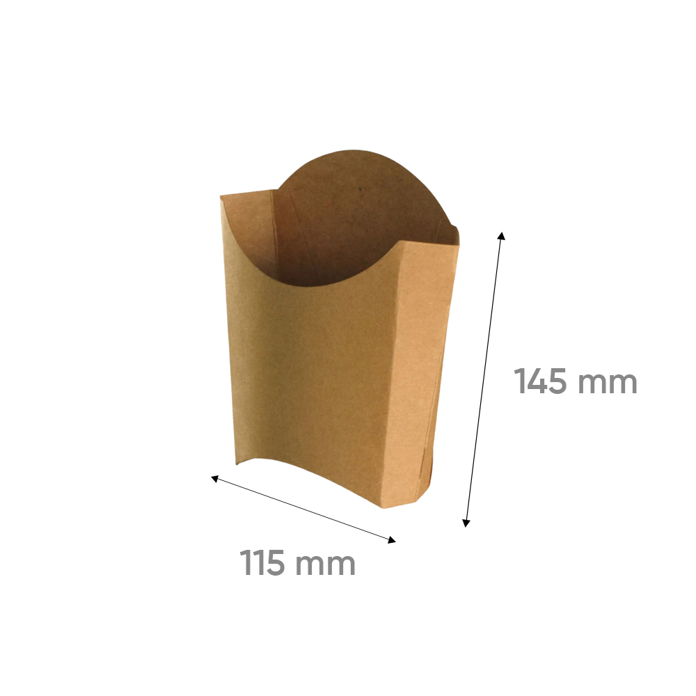 Cornet à frites de taille L en carton kraft brun